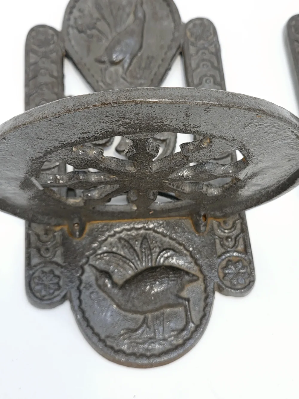 Antique Cast Iron Kiwi Bird Wall Mount Sconces, a Pair